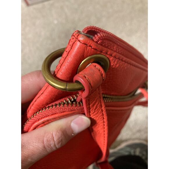 FOSSIL SMALL ORANGE PEBBLED LEATHER CROSSBODY BAG - Picture 15 of 15